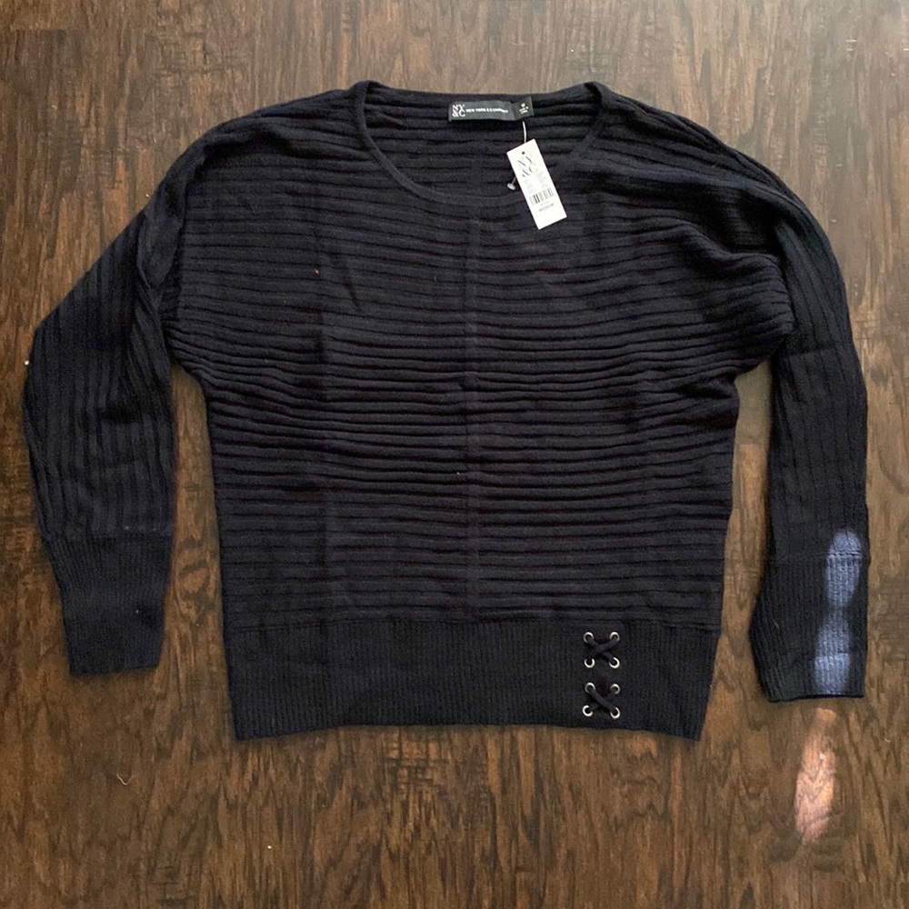 NWT New York & company Ribbed black sweater